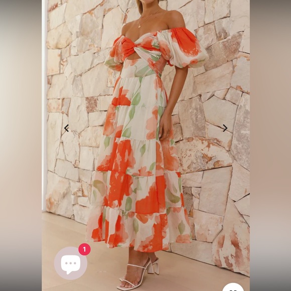 Printed Bubble Sleeve Dress - Picture 4 of 5